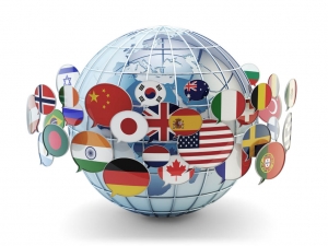Global communication, international messaging and translation concept
